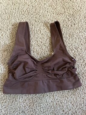 YITTY Chocolate Brown Seamless Ruching Bralette.